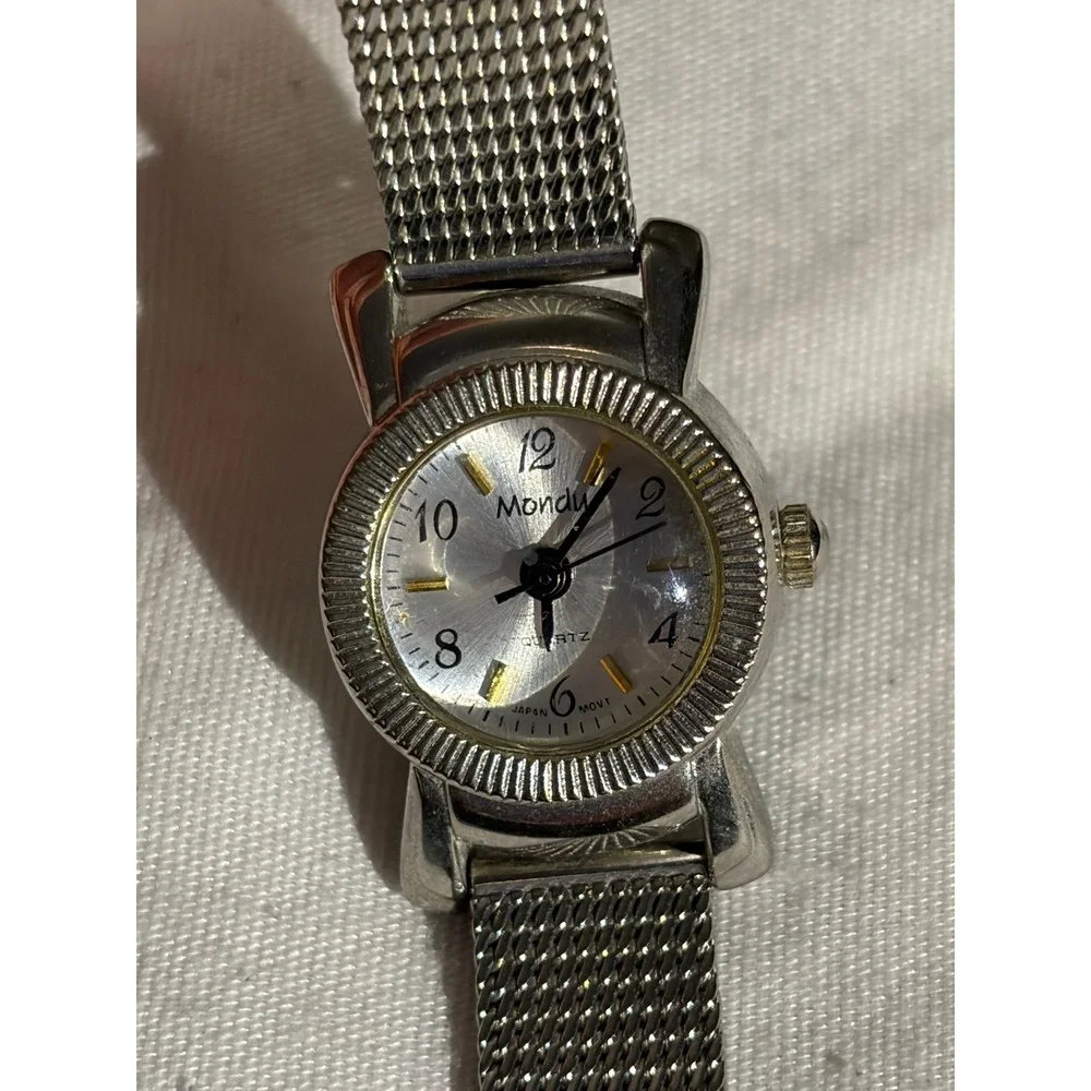Mondu Japan Movt‎ Ladies Silver Tone Mesh Band Analog Quartz Watch